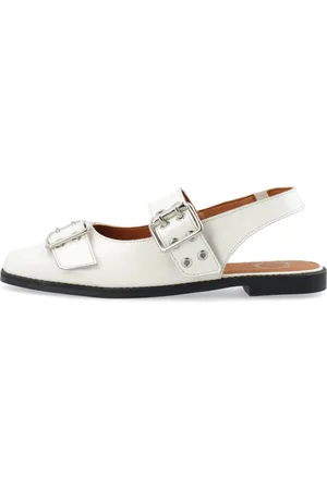 Cashott Sko, Dame, Hvid, 38 EU, Læder, Diana Mary Jane Patent Ballerinas Off