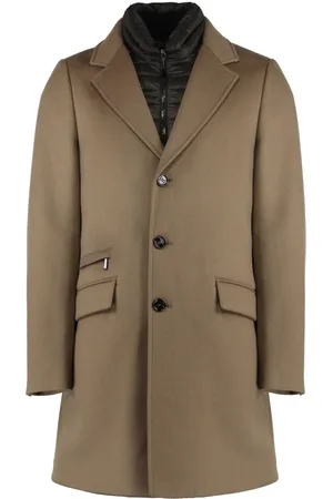 MOORER Frakke, Herre, Brun, XL, Polyester, Kashmirfrakke med gåsedunspolstring