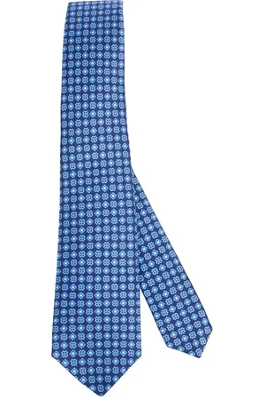 Kiton Tilbehør, Herre, Blå, ONE SIZE, Håndlavet silkeslips - Syv folder
