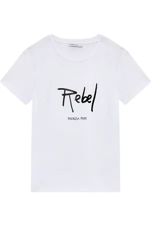 Patrizia Pepe Top, Dame, Hvid, M, Bomuld, Slogan T-shirt