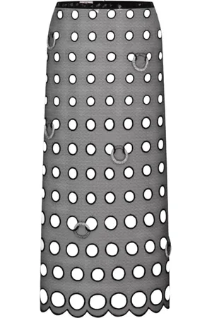 Nué Notes Nederdel, Dame, Sort, M, Uld, Sort Mesh Midi Nederdel med Glitrende Detaljer