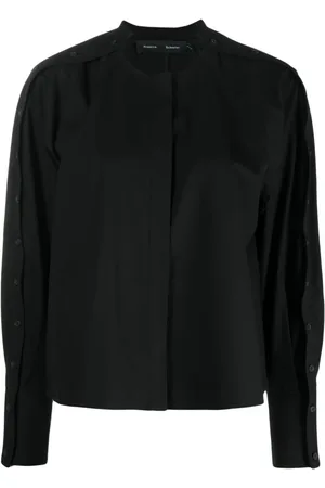 Proenza Schouler Bluser & Skjorter, Dame, Sort, XS, Bomuld, Knap Poplin Langærmet Bluse