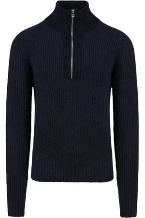 HUGO BOSS Strik, Herre, Blå, 2XL, Uld, Mørkeblå Rullekrave Strik