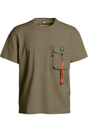 Parajumpers Top, Herre, Grøn, XS, Bomuld, Bomuld Jersey T-shirt med Nylon Detaljer