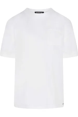 Kiton Top, Dame, Hvid, L, Bomuld, Hvid Bomulds T-shirt med Rund Hals