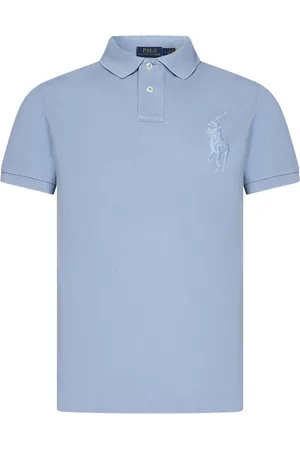 Ralph Lauren Top, Herre, Blå, L, Bomuld, Lyseblå Polo T-shirt med Stor Pony
