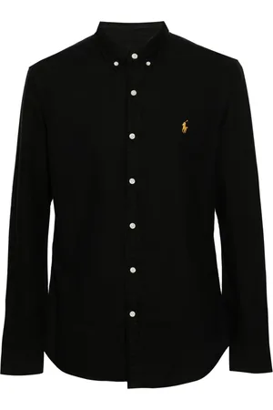 Ralph Lauren Skjorte, Herre, Sort, 2XL, Bomuld, Broderet Oxford Skjorte