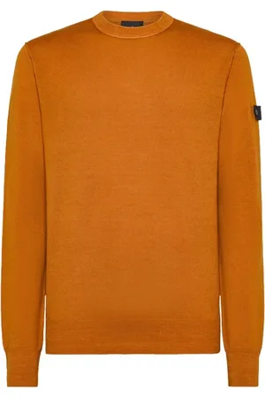 Peuterey Strik, Herre, Gul, S, Uld, Strikket Uld Sweater Acid Washed