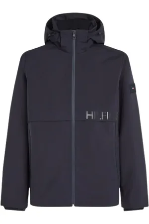 Tommy Hilfiger Jakke, Herre, Blå, M, Polyester, Vandtæt jakke med hætte og justerbar pasform