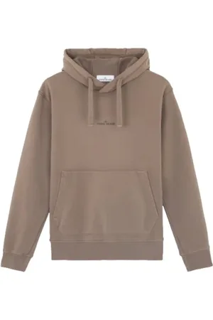 Stone Island Sweathshirts & Hoodies, Herre, Brun, S, Bomuld, Hættetrøje med logo print
