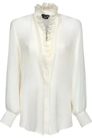 Tom Ford Bluser & Skjorter, Dame, Hvid, M, Hvid Silke Georgette Skjorte
