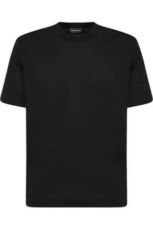 Emporio Armani Top, Herre, Sort, L, Bomuld, Sort T-shirt med Eagle logo