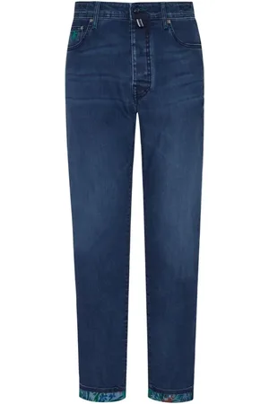 Vilebrequin Jeans, Herre, Blå, W34, Denim, Tropiske blomster denim bukser i 5-lomme design til mænd