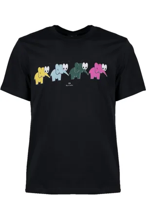 Paul Smith Top, Herre, Sort, S, Bomuld, Elefanter Print Bomulds T-shirt