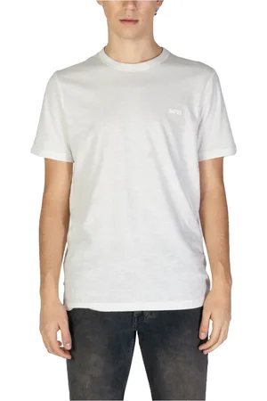 HUGO BOSS Top, Herre, Hvid, 2XL, Bomuld, Kortærmet T-shirt med Rund Hals