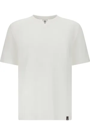 Boggi Milano Top, Herre, Hvid, L, Linned, T-shirt i strækbar linnedjersey