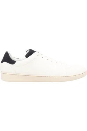 Kiton Sko, Herre, Hvid, 43 EU, Læder, Hvide lædersneakers med blå detaljer