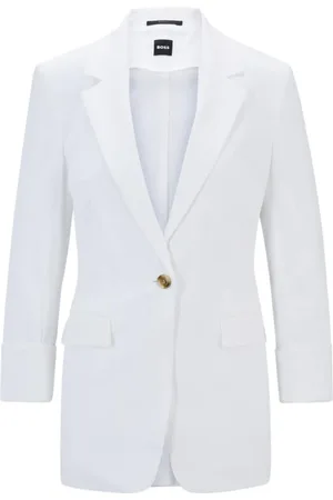HUGO BOSS Jakke, Dame, Hvid, 2XL, Linned, Modern Linen Blazer Jasena