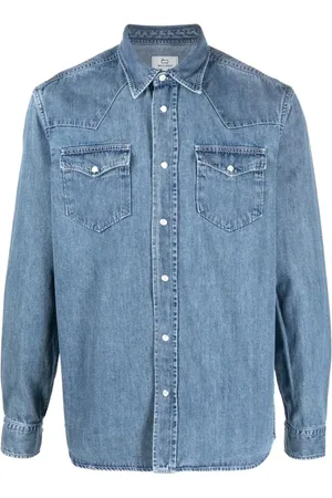 Woolrich Skjorte, Herre, Blå, XL, Denim, Denim Skjorte med Brystlommer