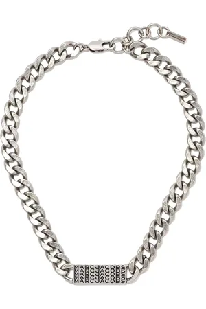 Marc Jacobs Tilbehør, Dame, Grå, ONE SIZE, Barcode Monogram ID Sølv Halskæde