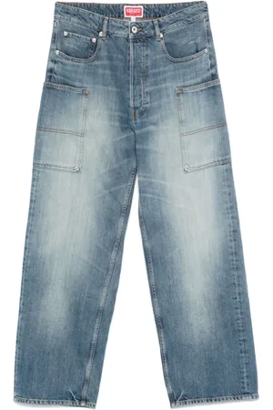 Kenzo Jeans, Herre, Blå, W31, Denim, Indigo Denim Jeans med Patch Lommer