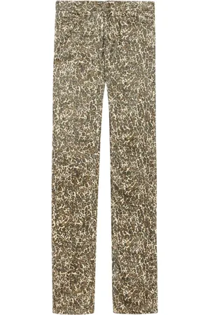 Isabel Marant Bukser, Dame, Brun, S, Bomuld, Leopard Print Straight Bukser
