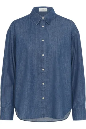 Soaked in Luxury Bluser & Skjorter, Dame, Blå, M, Denim, Blå Denim Skjortebluse