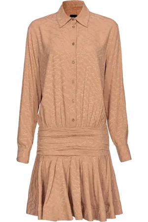 Pinko Kjole, Dame, , XS, Silkeblusekjole med jacquardvævning