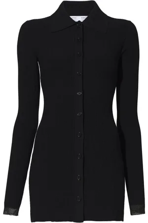Proenza Schouler Strik, Dame, Sort, L, Polyester, Ribstrikket Cardigan