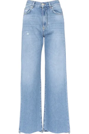 Pinko Bukser, Dame, Blå, W28, Denim, Wide Leg Denim Bløde Bukser