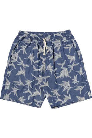 Universal Works Badetøj, Herre, Blå, W28, Bomuld, Broderede sommer shorts