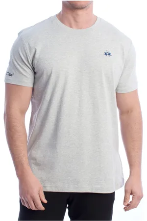 La Martina Top, Herre, Grå, XL, Bomuld, Herre T-shirt med korte ærmer