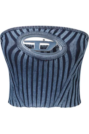 Diesel Top, Dame, Blå, M, Bomuld, Blå Bandeau Top Slank Bomuld