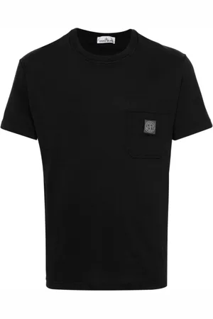 Stone Island Top, Herre, Sort, S, Bomuld, Patch Logo Bomulds T-shirt