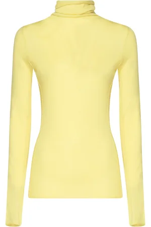 Pinko Strik, Dame, Gul, L, Bomuld, Gul turtleneck sweater