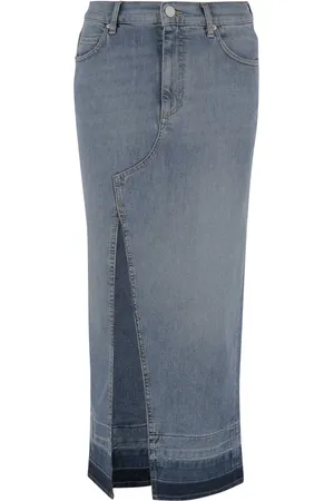 Pinko Nederdel, Dame, Blå, XS, Bomuld, Denim Bomuldskjole med Slids foran