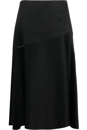 Jil Sander Nederdel, Dame, Sort, S, Højtaljet Asymmetrisk Midi Nederdel