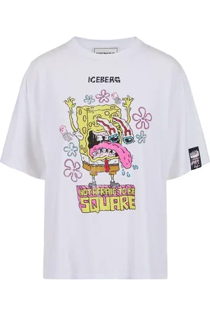 Iceberg Top, Dame, Hvid, S, Bomuld, Hvid bomulds T-shirt med Spongebob-patches