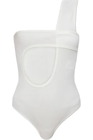 Courrèges Top, Dame, Hvid, M, Uld, One-shoulder Bodysuit