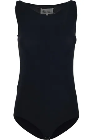 Maison Margiela Top, Dame, Sort, XS, Uld, Sort bodysuit med rund hals