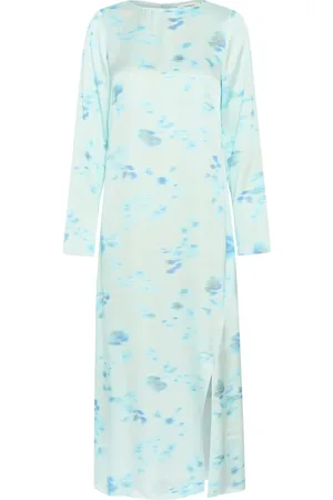 INWEAR Kjole, Dame, Blå, S, Elegant blomsterkjole med slids