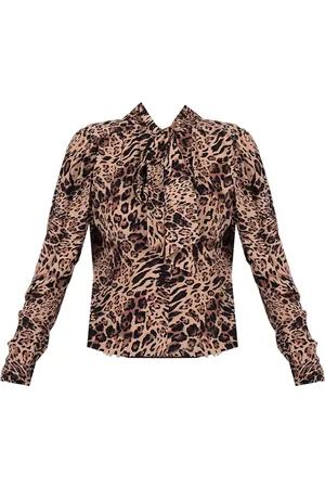 Patrizia Pepe Bluser & Skjorter, Dame, Brun, L, Uld, Animal Print Bluse