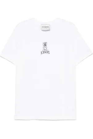 Iceberg Top, Herre, Hvid, M, Bomuld, Hvid T-shirt med Logo Print og Rund Hals
