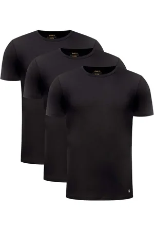 Ralph Lauren Top, Herre, Sort, L, Bomuld, Crew Neck Undershirt 3-pak