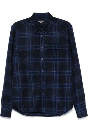 Kiton Skjorte, Herre, Blå, L, Bomuld, Navy Blåternet Skjorte
