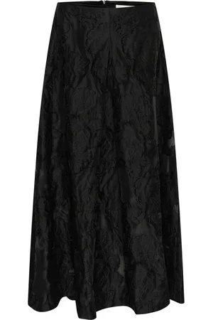 INWEAR Nederdel, Dame, Sort, S, A-line nederdel med tone-i-tone mønster