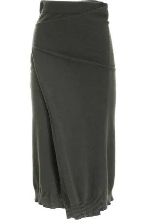 Kenzo Nederdel, Dame, Grøn, S, Uld, Grøn Draped Midi Nederdel