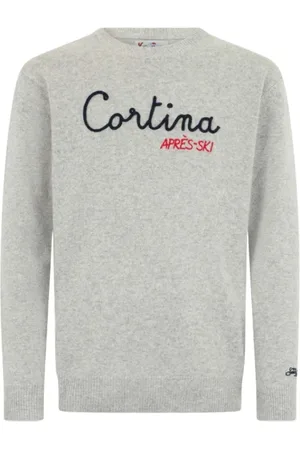 MC2 SAINT BARTH Strik, Herre, Grå, 2XL, Uld, Herre Heron Jacquard Logo Print Skjorte
