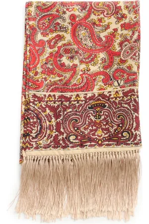 VALENTINO GARAVANI Tilbehør, Dame, Flerfarvet, ONE SIZE, Paisley Print Silke Tørklæde med Frynser