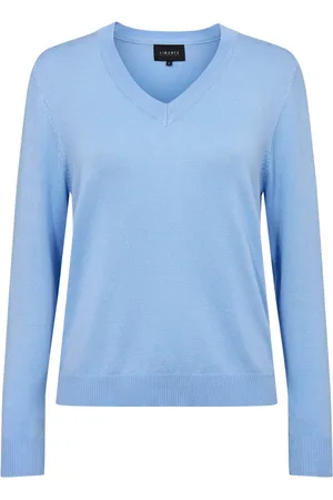 Liberté Strik, Dame, Blå, 2XL, Vivi LS V-Neck Pullover, Lyseblå